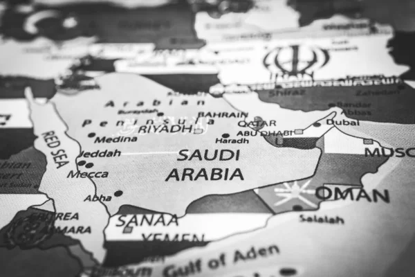 Saudi Arabia Bandiera Sulla Mappa — Foto Stock