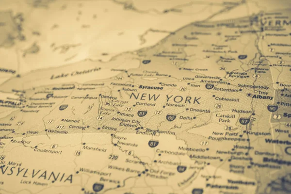 地图上的纽约州 — 图库照片
