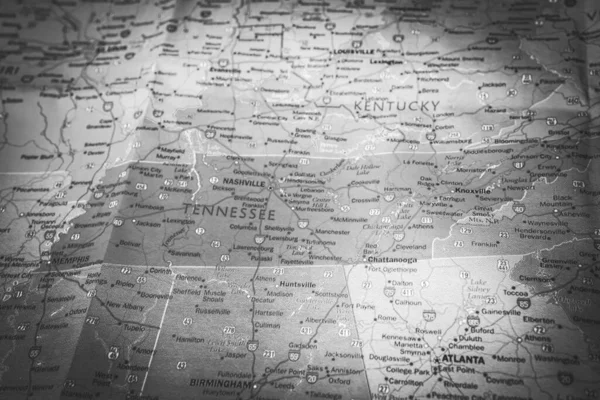 Tennessee State Στο Χάρτη Ταξιδιωτικό Υπόβαθρο — Φωτογραφία Αρχείου