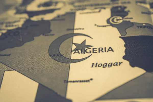 Haritada Cezayir Bayrağı — Stok fotoğraf