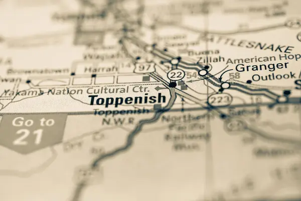 Toppenish Mapa Estados Unidos —  Fotos de Stock