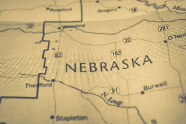 Estado Nebraska Mapa — Fotografia de Stock
