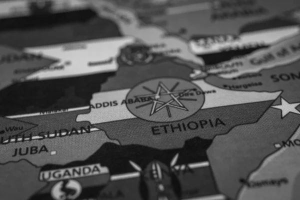 Etiópia Zászló Interaktív Térképen — Stock Fotó