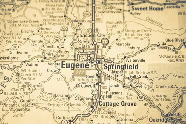 Eugene Usa Térképen — Stock Fotó