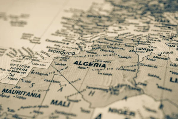 地图旅行背景纹理上的阿尔及利亚 — 图库照片