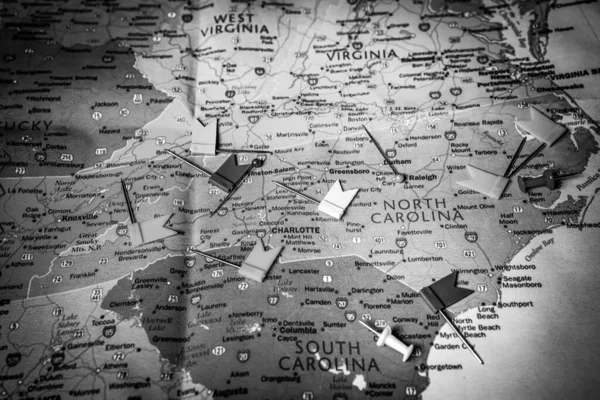 Carolina Del Norte Estado Mapa Fondo Viaje —  Fotos de Stock