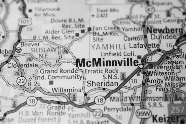 Mcminnville บนแผนท สหร ฐอเมร — ภาพถ่ายสต็อก