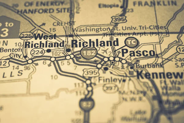 Richland Mapa Estados Unidos — Foto de Stock