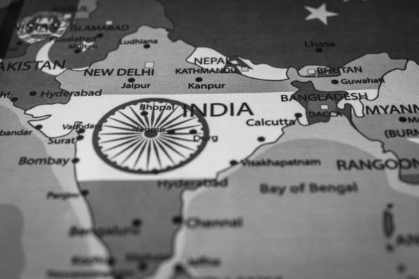 地図上のインドの旗 — ストック写真