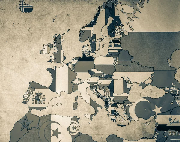 国家の旗を持つヨーロッパの地図 — ストック写真