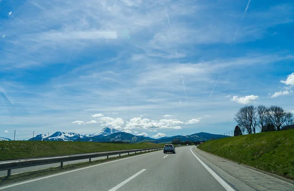 Vägen Till Bergen Schweiz Kör Bil — Stockfoto