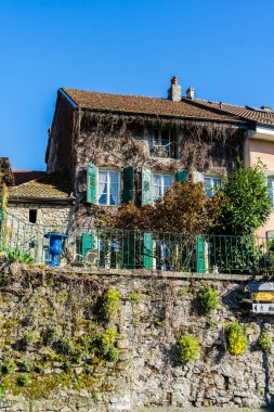 İsviçre 'nin Lavaux eyaletinin antik mimarisi.