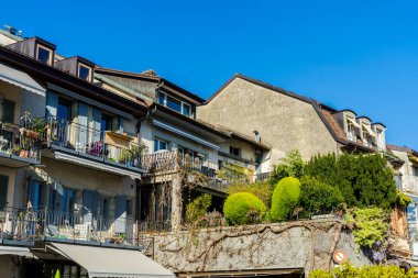 İsviçre 'nin Lavaux eyaletinin antik mimarisi.