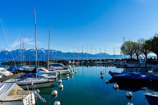 Yachts Shores Lake Geneva — Stock Photo, Image