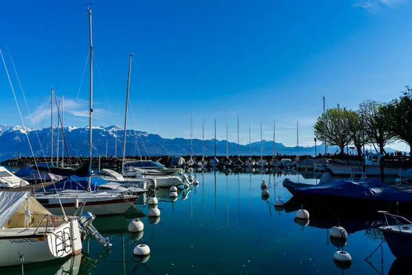 Yachts Shores Lake Geneva — Stock Photo, Image