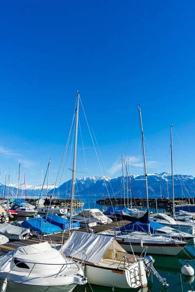 Yachten Ufer Des Genfer Sees — Stockfoto