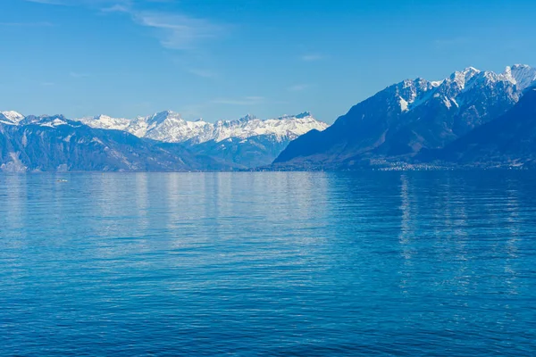 Wspaniały Widok Jezioro Genewskie Góry — Zdjęcie stockowe