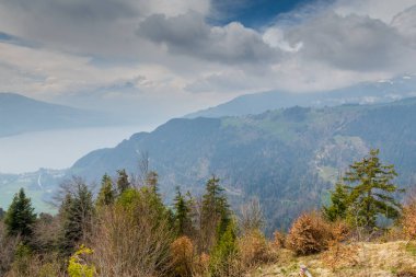 İsviçre 'deki Harder Kulm Dağı' ndan inanılmaz bir manzara. nefes kesici manzaralar.