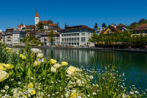 Bella Vista Sulla Città Thun Sul Fiume Svizzera — Foto Stock