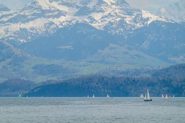 Lake Thun Switzerland View Mountains Lake — ストック写真