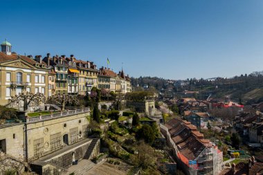 Güzel İsviçre şehri Bern, mimari, sokak manzarası