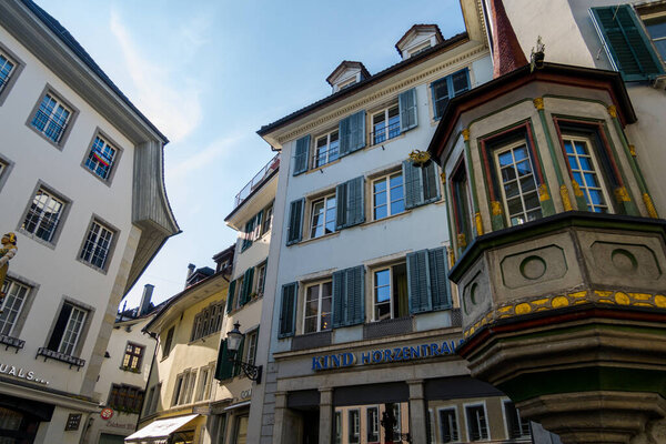The beautiful Swiss city of Solothurn. Street architecture, sights