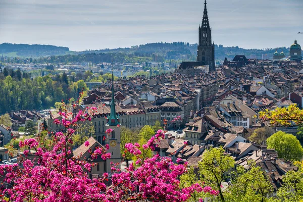 Magnifico Panorama Della Città Berna Primavera — Foto Stock