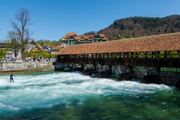 Hermosas Vistas Ciudad Thun Río Suiza —  Fotos de Stock