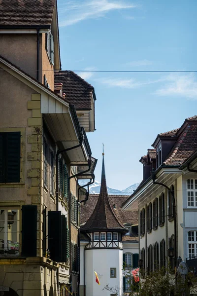 Město Thun Švýcarsko Starověká Architektura Krásná Scenérie — Stock fotografie