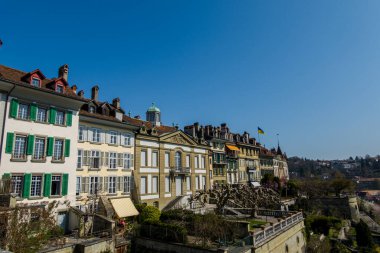 Güzel İsviçre şehri Bern, mimari, sokak manzarası