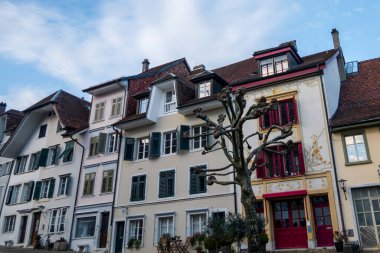 Güzel İsviçre şehri Solothurn. Sokak mimarisi, manzaralar