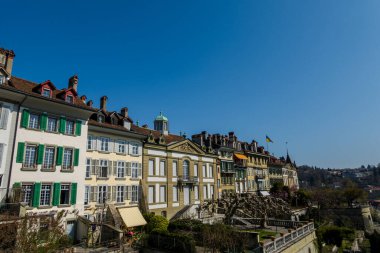 Güzel İsviçre şehri Bern, mimari, sokak manzarası