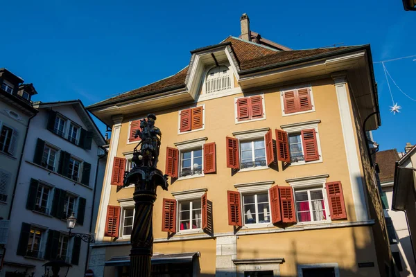 Bela Cidade Suíça Solothurn Arquitetura Rua Vistas — Fotografia de Stock