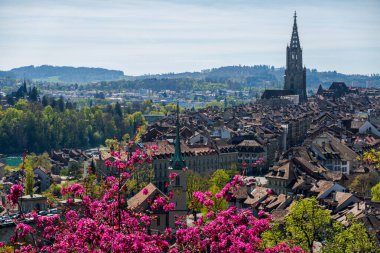 Baharda Bern şehrinin muhteşem manzarası.