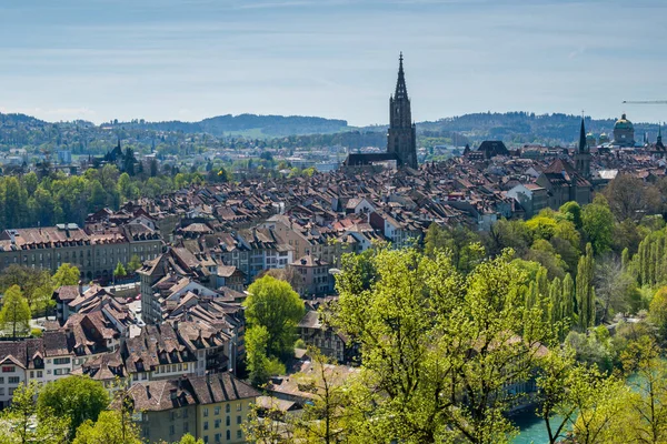 Magnifik Panorama Över Staden Bern Våren — Stockfoto