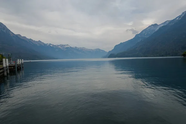 Beautiful Scenery Shores Lake Brienne Calm Water Surface — стоковое фото