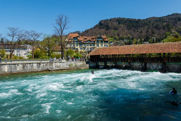 Hermosas Vistas Ciudad Thun Río Suiza —  Fotos de Stock