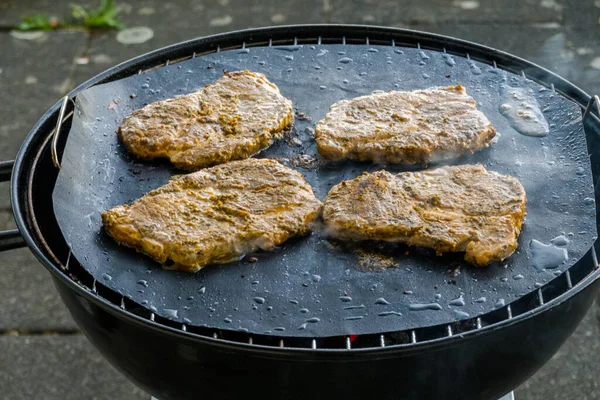 Steaks Porc Grillés Extérieur Contexte Alimentaire — Photo