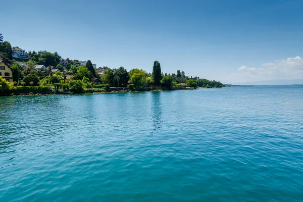 Paseo Barco Por Lago Ginebra Hermosos Fondos Paisajes —  Fotos de Stock