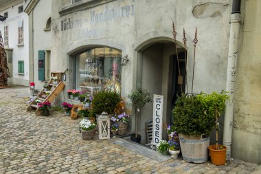 Muhteşem antik Burgdorf şehri. Antik evler ve sokaklar