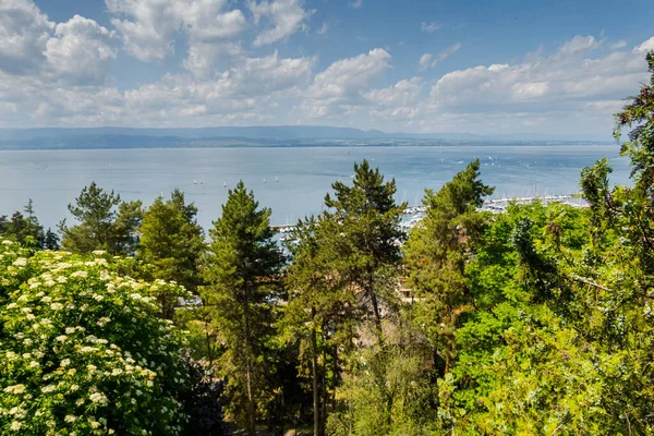 Den Vackra Franska Staden Thonon Stranden Genèvesjön — Stockfoto