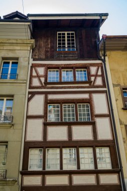 Güzel İsviçre şehri Bern, mimari, sokak manzarası