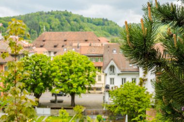 Muhteşem antik Burgdorf şehri. Antik evler ve sokaklar