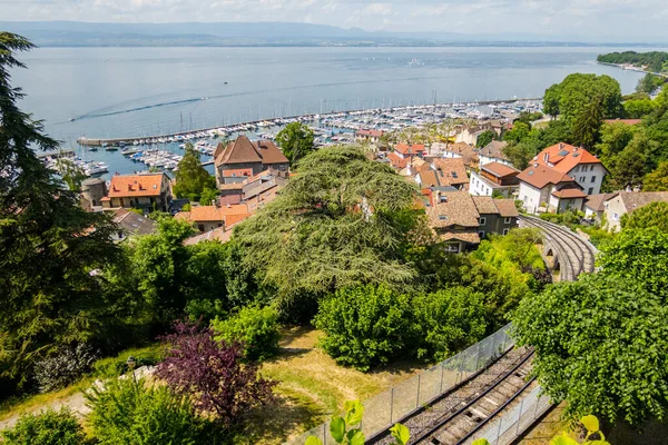 Die Schöne Französische Stadt Thonon Ufer Des Genfer Sees — Stockfoto