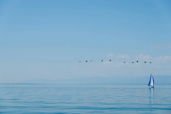 Bootsfahrt Auf Dem Genfer See Schöne Hintergründe Und Landschaften — Stockfoto