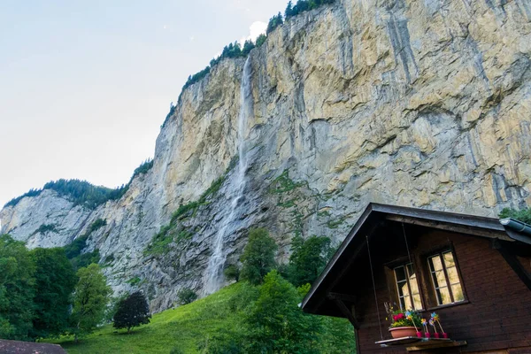 Beautiful alps and waterfalls in switzerland. Bernese Alps