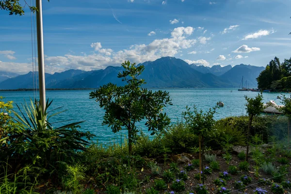 Jezioro Genewskie Niedaleko Montreux Zapierający Dech Widok — Zdjęcie stockowe