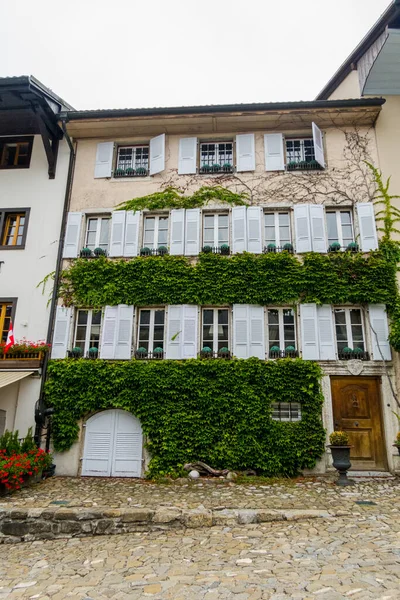 Beautiful Picturesque Town Gruyeres Switzerland Architecture Landscapes — Stockfoto