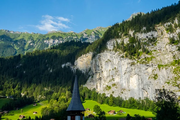 Beautiful alps and waterfalls in switzerland. Bernese Alps