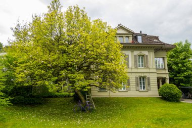 Muhteşem antik Burgdorf şehri. Antik evler ve sokaklar